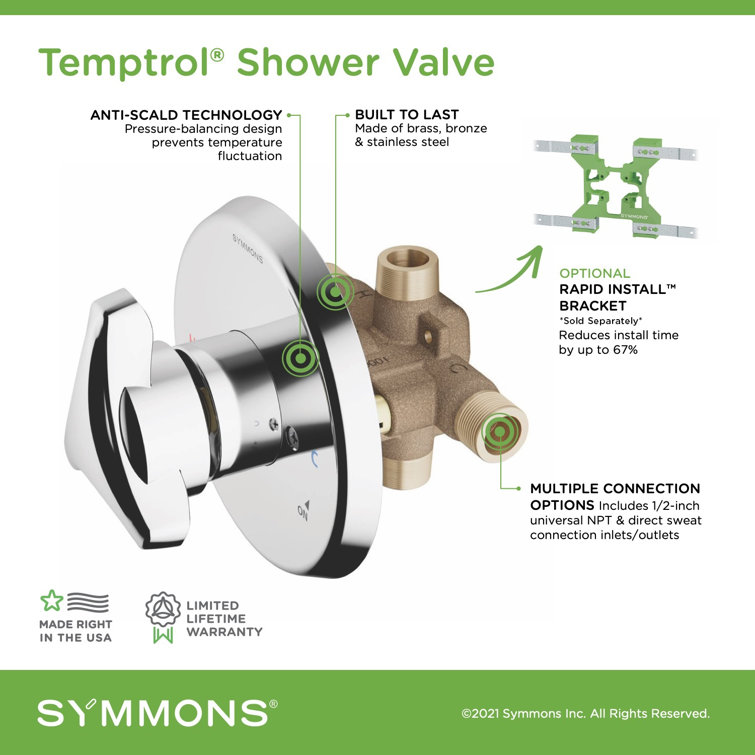Symmons Temptrol Symmons Pressure Balancing Tub and Shower Mixing Valve